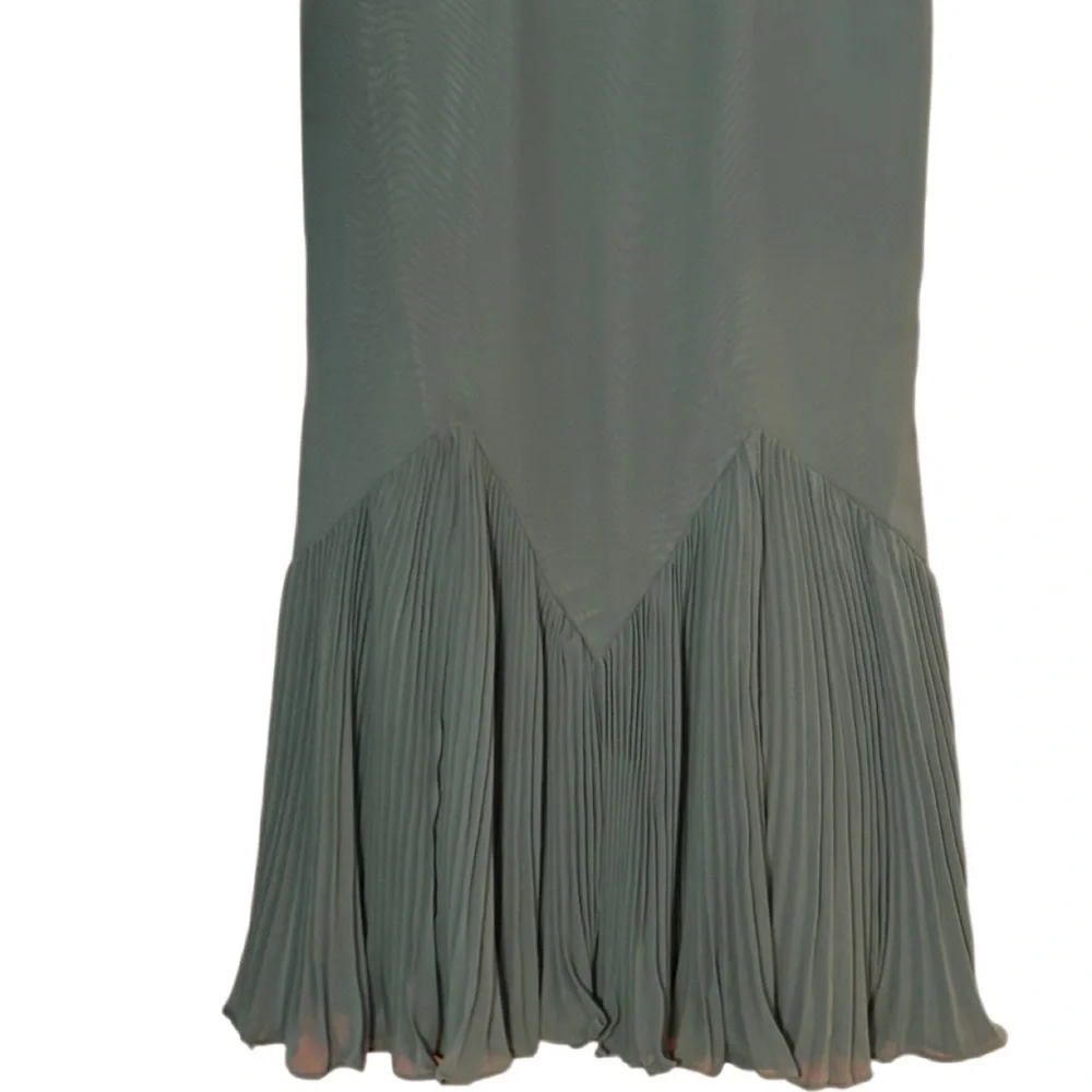 AW Bridal Dark Emerald Satin Bustier Midi Dress Size 0 NWT